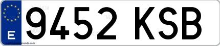 Ejemplo de matrícula española 9452 KSB