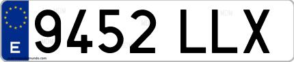 Ejemplo de matrícula de coche ordinaria 9452 LLX