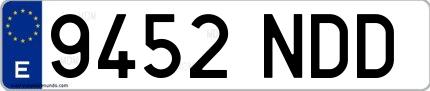 Ejemplo de matrícula española 9452 NDD