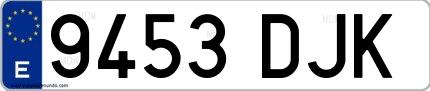 Ejemplo de matrícula española 9453 DJK