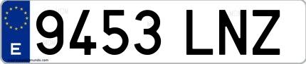 Ejemplo de matrícula española 9453 LNZ