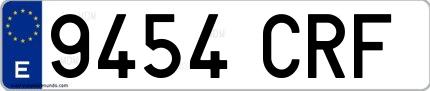 Ejemplo de matrícula española 9454 CRF