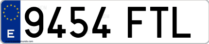 Ejemplo de matrícula de coche ordinaria 9454 FTL