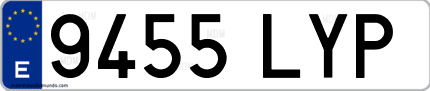 Ejemplo de matrícula de coche ordinaria 9455 LYP