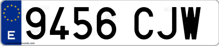 Ejemplo de matrícula de coche ordinaria 9456 CJW