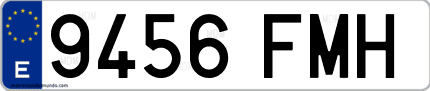 Ejemplo de matrícula de coche ordinaria 9456 FMH