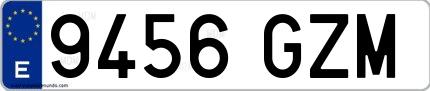 Ejemplo de matrícula española 9456 GZM