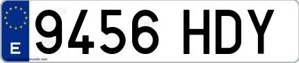 Ejemplo de matrícula española 9456 HDY