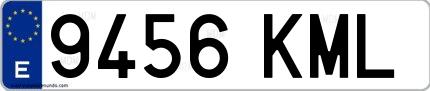 Ejemplo de matrícula española 9456 KML