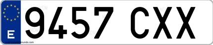 Ejemplo de matrícula española 9457 CXX