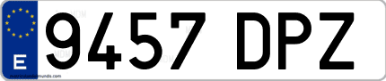 Ejemplo de matrícula de coche ordinaria 9457 DPZ
