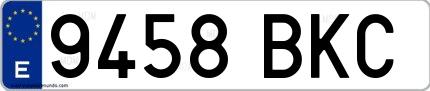 Ejemplo de matrícula española 9458 BKC