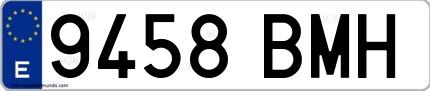 Ejemplo de matrícula española 9458 BMH