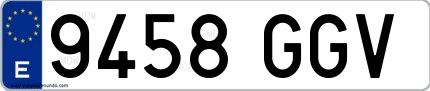 Ejemplo de matrícula española 9458 GGV
