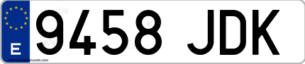 Ejemplo de matrícula de coche ordinaria 9458 JDK