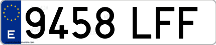 Ejemplo de matrícula de coche ordinaria 9458 LFF