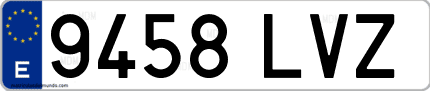 Ejemplo de matrícula de coche ordinaria 9458 LVZ
