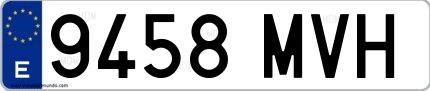 Ejemplo de matrícula española 9458 MVH