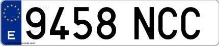 Ejemplo de matrícula española 9458 NCC