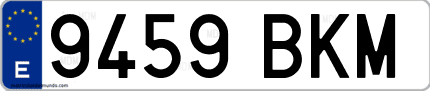 Ejemplo de matrícula de coche ordinaria 9459 BKM