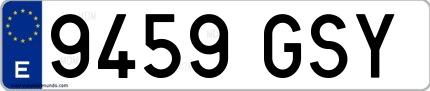 Ejemplo de matrícula española 9459 GSY