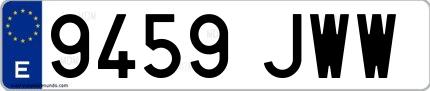 Ejemplo de matrícula española 9459 JWW