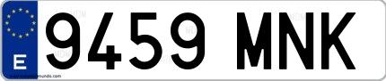Ejemplo de matrícula española 9459 MNK