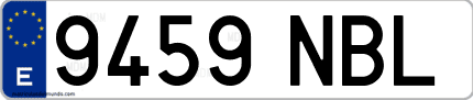 Ejemplo de matrícula de coche ordinaria 9459 NBL