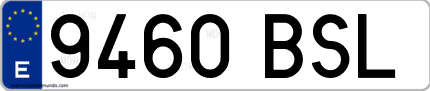 Ejemplo de matrícula de coche ordinaria 9460 BSL
