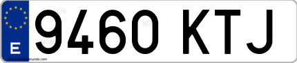 Ejemplo de matrícula de coche ordinaria 9460 KTJ