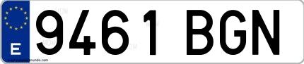 Ejemplo de matrícula española 9461 BGN