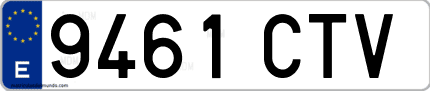 Ejemplo de matrícula de coche ordinaria 9461 CTV