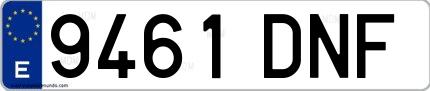 Ejemplo de matrícula española 9461 DNF