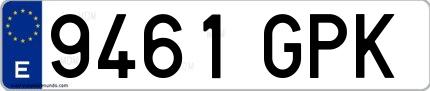 Ejemplo de matrícula española 9461 GPK