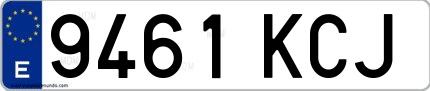 Ejemplo de matrícula española 9461 KCJ