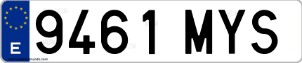 Ejemplo de matrícula de coche ordinaria 9461 MYS