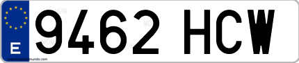 Ejemplo de matrícula de coche ordinaria 9462 HCW