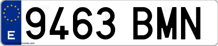 Ejemplo de matrícula de coche ordinaria 9463 BMN