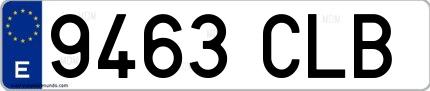 Ejemplo de matrícula española 9463 CLB