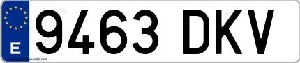 Ejemplo de matrícula española 9463 DKV