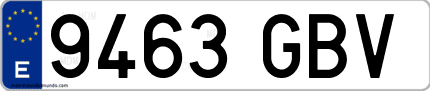 Ejemplo de matrícula de coche ordinaria 9463 GBV