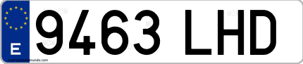 Ejemplo de matrícula de coche ordinaria 9463 LHD