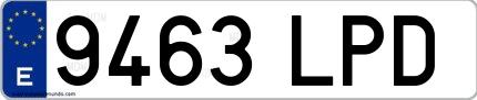 Ejemplo de matrícula española 9463 LPD
