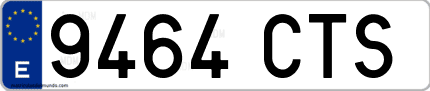 Ejemplo de matrícula de coche ordinaria 9464 CTS