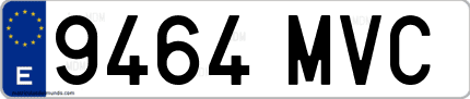Ejemplo de matrícula de coche ordinaria 9464 MVC