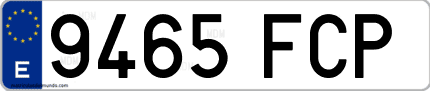 Ejemplo de matrícula de coche ordinaria 9465 FCP