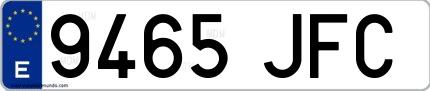 Ejemplo de matrícula española 9465 JFC