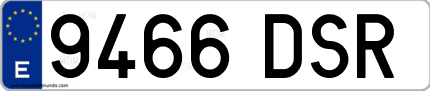 Ejemplo de matrícula de coche ordinaria 9466 DSR