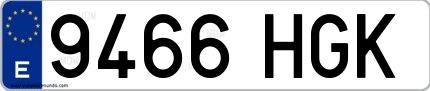 Ejemplo de matrícula española 9466 HGK