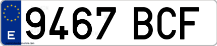 Ejemplo de matrícula de coche ordinaria 9467 BCF